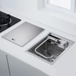 304 Stainless Steel Kitchen Sink for Island Bar, Brushed Finish with Foldable Faucet, Lid Cover, Soap Dispenser, Veg Basin Sinks