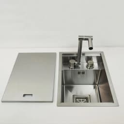 304 Stainless Steel Kitchen Sink for Island Bar, Brushed Finish with Foldable Faucet, Lid Cover, Soap Dispenser, Veg Basin Sinks