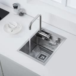 304 Stainless Steel Kitchen Sink for Island Bar, Brushed Finish with Foldable Faucet, Lid Cover, Soap Dispenser, Veg Basin Sinks