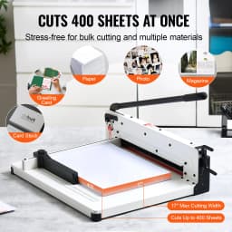 SucceBuy 12"/17'' Industrial Commercial Paper Cutter 400 Sheet Capacity Solid Steel Construction Stack for Office Home School Shop