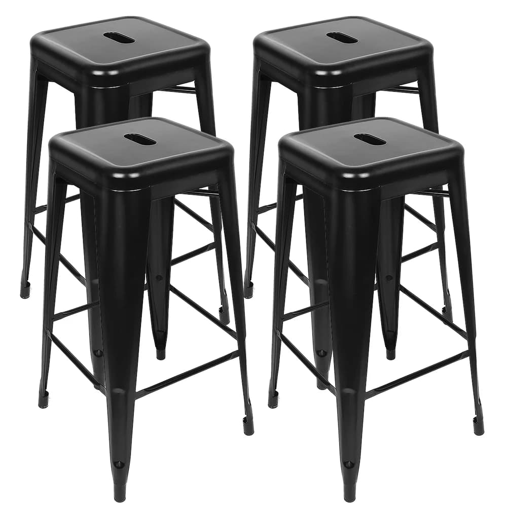 Set of 4 Stackable Industrial Bar Stools Home Restaurant Kitchen Metal Height 76cm Capacity 150kg