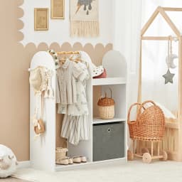 SoBuy KMB40 children's wardrobe with 3 hooks, closet with boxing, wardrobe for the children's room, furniture, clothes stand shelf for kids