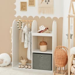 SoBuy KMB40 children's wardrobe with 3 hooks, closet with boxing, wardrobe for the children's room, furniture, clothes stand shelf for kids