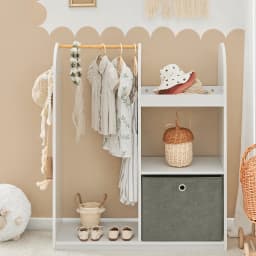 SoBuy KMB40 children's wardrobe with 3 hooks, closet with boxing, wardrobe for the children's room, furniture, clothes stand shelf for kids