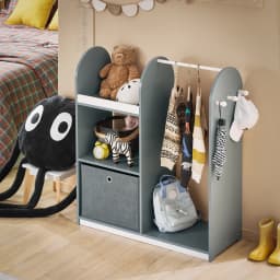 SoBuy KMB40 children's wardrobe with 3 hooks, closet with boxing, wardrobe for the children's room, furniture, clothes stand shelf for kids
