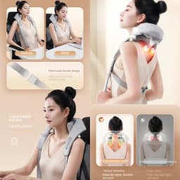 Rechargeable Neck Massager Electric Relax Muscles With Kneading Shoulder Shiatsu Back Massage - Home Body Massager Massage Shawl