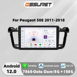 9Inch Carplay Android 12 Autoradio For Peugeot 508 2011-2017 2018 Car radio multimedia player GPS navi Screen Auto Stereo Audio