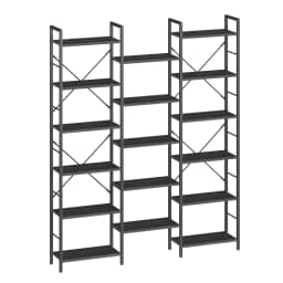 Bookcase, Standing Shelf with 17 Shelves, Adjustable Spacing, Book Shelf with Metal Frame, for Living Room, Bedroom