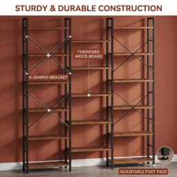 Bookcase, Standing Shelf with 17 Shelves, Adjustable Spacing, Book Shelf with Metal Frame, for Living Room, Bedroom