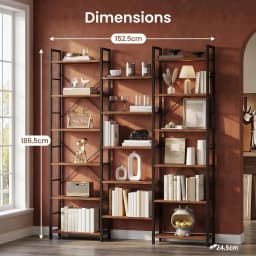 Bookcase, Standing Shelf with 17 Shelves, Adjustable Spacing, Book Shelf with Metal Frame, for Living Room, Bedroom