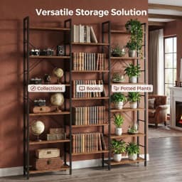 Bookcase, Standing Shelf with 17 Shelves, Adjustable Spacing, Book Shelf with Metal Frame, for Living Room, Bedroom