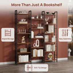 Bookcase, Standing Shelf with 17 Shelves, Adjustable Spacing, Book Shelf with Metal Frame, for Living Room, Bedroom