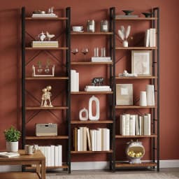 Bookcase, Standing Shelf with 17 Shelves, Adjustable Spacing, Book Shelf with Metal Frame, for Living Room, Bedroom