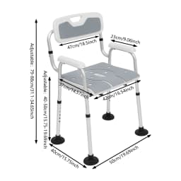 Height Adjustable Shower Chair for Seniors Bedside Commode Chair with Armrests and Backrest Commode&Shower Chairs Commode Chair