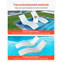 SucceBuy In-Pool Lounge Chairs Set of 2 Chaise Lounger Fixed in Pools & Floating on Water, Suitable for All Pool Types Poolside