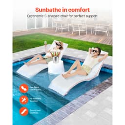 SucceBuy In-Pool Lounge Chairs Set of 2 Chaise Lounger Fixed in Pools & Floating on Water, Suitable for All Pool Types Poolside