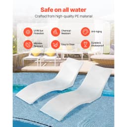 SucceBuy In-Pool Lounge Chairs Set of 2 Chaise Lounger Fixed in Pools & Floating on Water, Suitable for All Pool Types Poolside