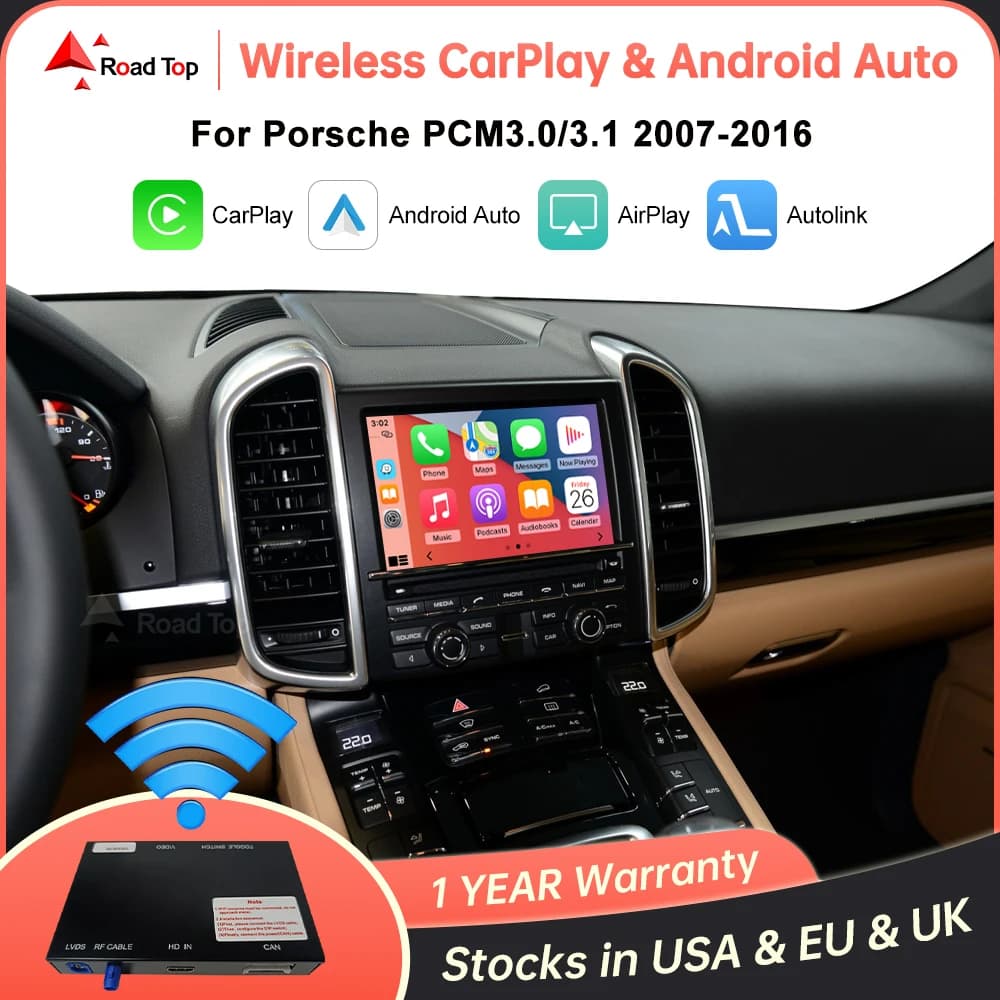 Road Top Wireless CarPlay Android Auto for Porsche Macan Cayman Cayenne Panamera PCM3.1 With Mirror Link AirPlay Functions