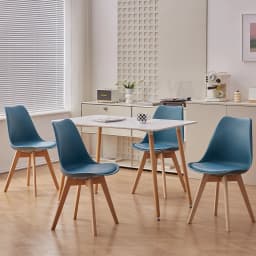 EGOONM 6Pcs Nordic Medieval Dining Chairs PU Padded Seat Beech Wood Legs Desk Chairs for Dining Room Bedroom Balcony Restaurant