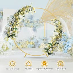 Metal Round Backdrop Stand Balloon Arch Kit Gold Circle Backdrop Stand  Birthday Party Wedding Graduation Photo Backdrop Decor