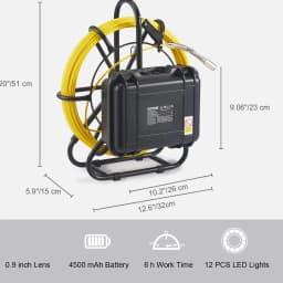 SucceBuy Sewer Camera 9" Screen Pipeline Inspection Camera w/ DVR Function Waterproof Camera 12 Adjustable LED and 16 GB SD Card