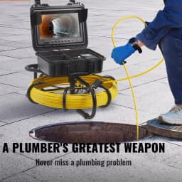 SucceBuy Sewer Camera 9" Screen Pipeline Inspection Camera w/ DVR Function Waterproof Camera 12 Adjustable LED and 16 GB SD Card