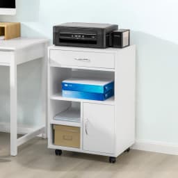SoBuy FBT106-W printer table with drawer and door files wardrobe roll container with compartments office cart side trolley office container