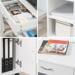 SoBuy FBT106-W printer table with drawer and door files wardrobe roll container with compartments office cart side trolley office container