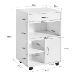 SoBuy FBT106-W printer table with drawer and door files wardrobe roll container with compartments office cart side trolley office container