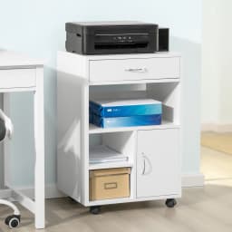 SoBuy FBT106-W printer table with drawer and door files wardrobe roll container with compartments office cart side trolley office container