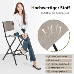 Set of 2 Outdoor Bar Stools,Folding Bar Chairs with Backrest and Footrest,Counter Stools up to 150 kg,for Balcony,Garden