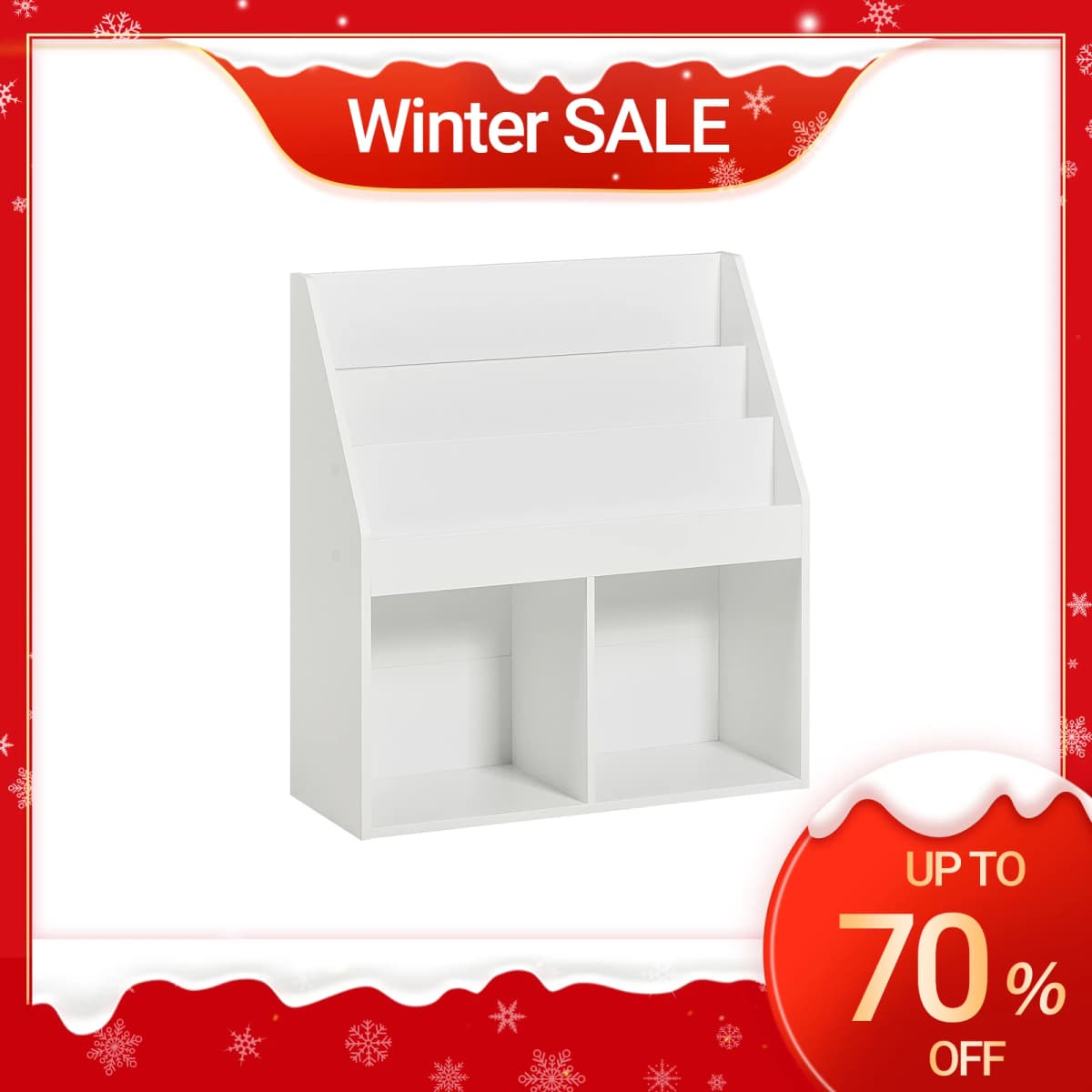 SoBuy KMB01 children's shelf with 3 storage compartments and 2 open compartments newspaper stand storage shelf White