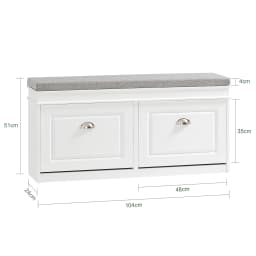 SoBuy FSR64 Shoe dump truck seat chest of drawers bench with seat cushion shoe bench with 2 flaps BHT approx.: 104x52x24cm