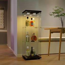 Glass Display Cabinet in White, 125 x 42 x 36 cm, Modern Glass Wooden Display Cabinet with 3 Shelves Made of ESG for Collectible