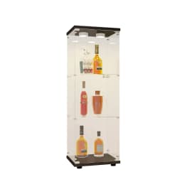 Glass Display Cabinet in White, 125 x 42 x 36 cm, Modern Glass Wooden Display Cabinet with 3 Shelves Made of ESG for Collectible