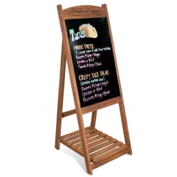 Easel Chalkboard Sign Vintage Shop Chalkboard Pavement Sign Freestanding Chalkboard Message Board with Display Shelf