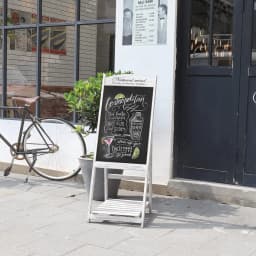Easel Chalkboard Sign Vintage Shop Chalkboard Pavement Sign Freestanding Chalkboard Message Board with Display Shelf