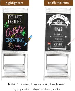 Easel Chalkboard Sign Vintage Shop Chalkboard Pavement Sign Freestanding Chalkboard Message Board with Display Shelf