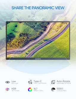 ARZOPA 14.0 inch 1080P FHD Portable Monitor IPS Screen with USB C HDMI External Second Display for Mac,Laptop,PC,Switch,PS,Xbox