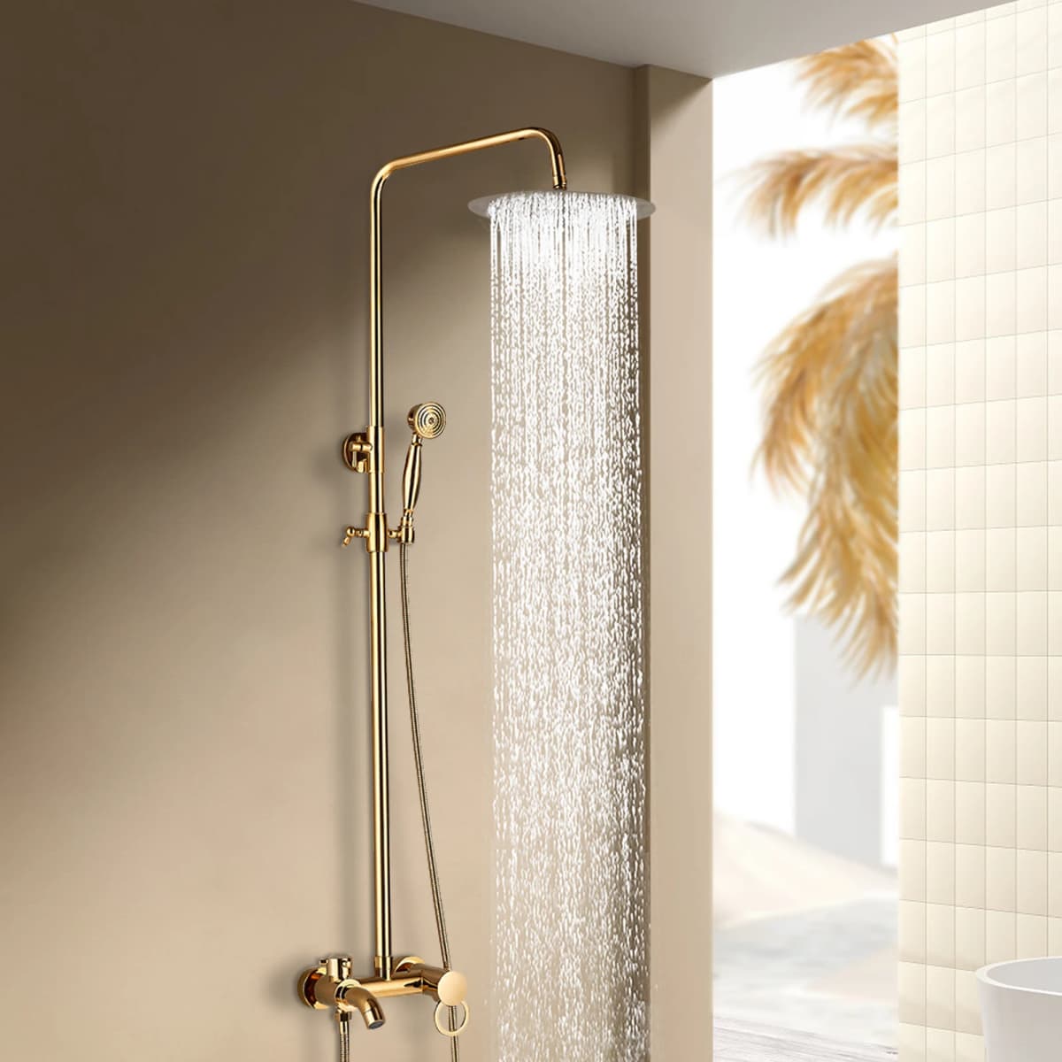 Shower System Set Bathroom Shower Faucet Set 3-way Rainfall Shower Set Gold