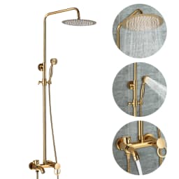 Shower System Set Bathroom Shower Faucet Set 3-way Rainfall Shower Set Gold