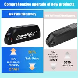 Downtube Battery Polly A Chamrider 48V Ebike Battery 21700 Cell Electric Bicycle Battery 22.5AH 50A BMS 500W 1000W