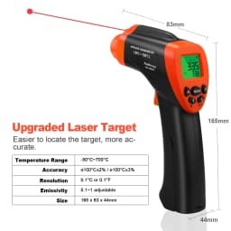 Infrared IR Thermometer, Infrared Pyrometer Laser Temperature Meter Industrial Temperature Gun Measure Temp -50°C ~ 700°C