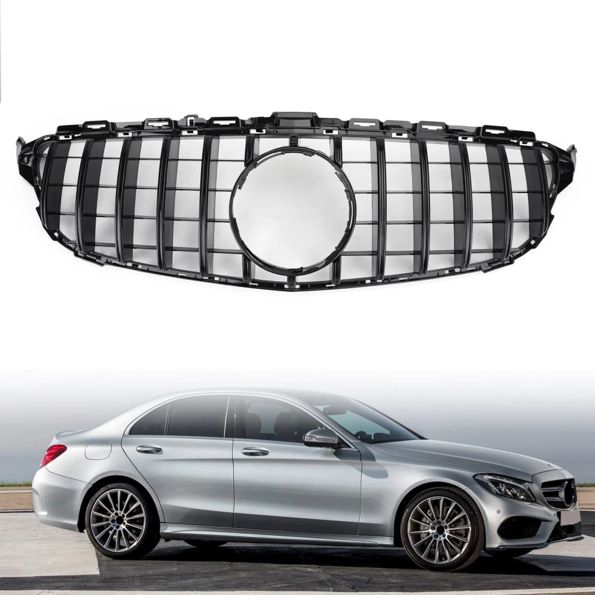 Artudatech 2015-2018 for Benz C class W205 C250 C300 C43 GTR Style Front Bumper Grill Replacement Grille Generic