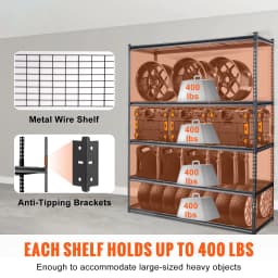 SucceBuy 5-Tier Adjustable 2000 lbs Storage Shelving Unit Heavy Garage Shelves Organizer Wire Rack for Kitchen Pantry Basement
