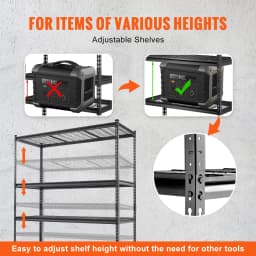 SucceBuy 5-Tier Adjustable 2000 lbs Storage Shelving Unit Heavy Garage Shelves Organizer Wire Rack for Kitchen Pantry Basement