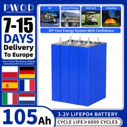 3.2V Lifepo4 Battery 105AH Brand New Lithium Iron Phosphate Cell DIY 12V 24V 48V for Camping Boat Golf Cart RV EV Forklift