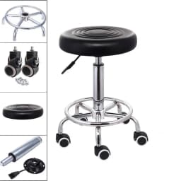 360° Rotatory Hairdressing Chair Bar Stool PU Leather Swivel Lift Adjustable Breakfast Chair for Beautician Manicure Nail Salon