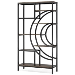 Tribesigns 71 inches Geometric Bookcase, 8-Tiers Bookshelves, Rustic Bookcase with Metal Frame, Freestanding Open Shelving
