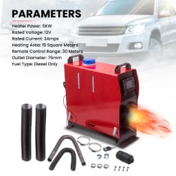 Air diesel Heater LCD Remote 2KW-5KW 12V For SUV MotorHomes Car Lorry 4 Holes